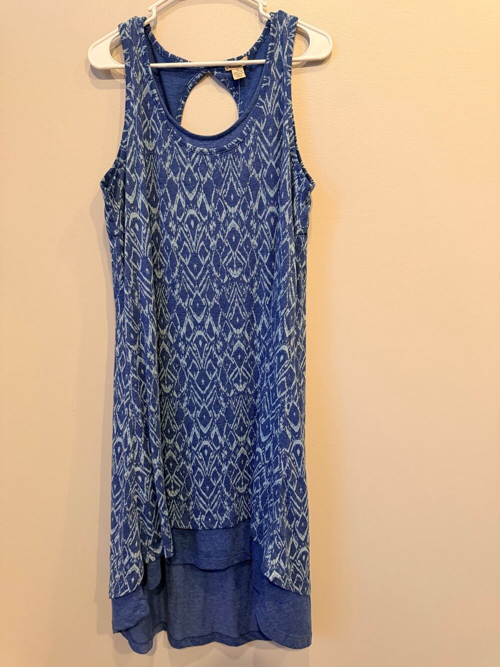 NWT Mod-O-Doc Blue Ikat Knit Dress Sleeveless Layered High Low Sz XL